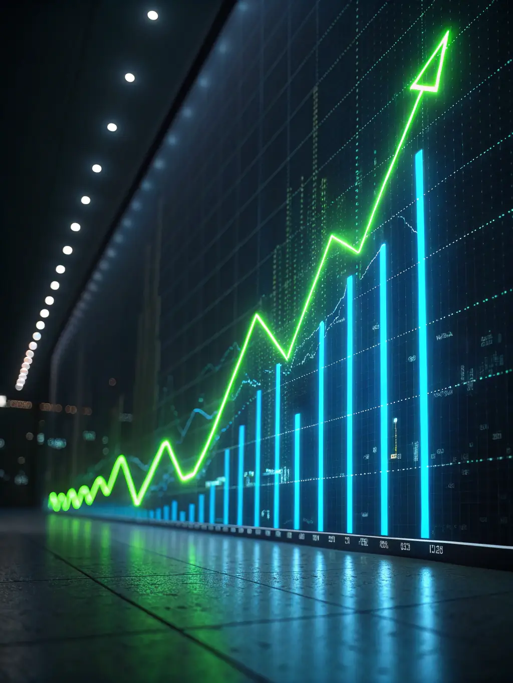 A visual representation of Finalysis's investment optimization service, showing a balanced portfolio pie chart with upward trending arrows, indicating maximized returns.